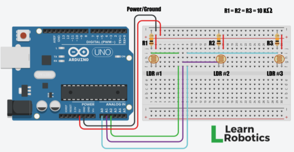 Light Following Arduino Robot using Photoresistors - Learn Robotics