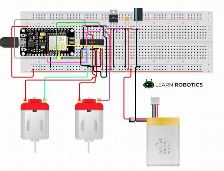 Motor Controller L293D NodeMCU diagram