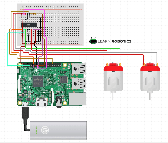Motor Controller L293D Raspberry Pi diagram