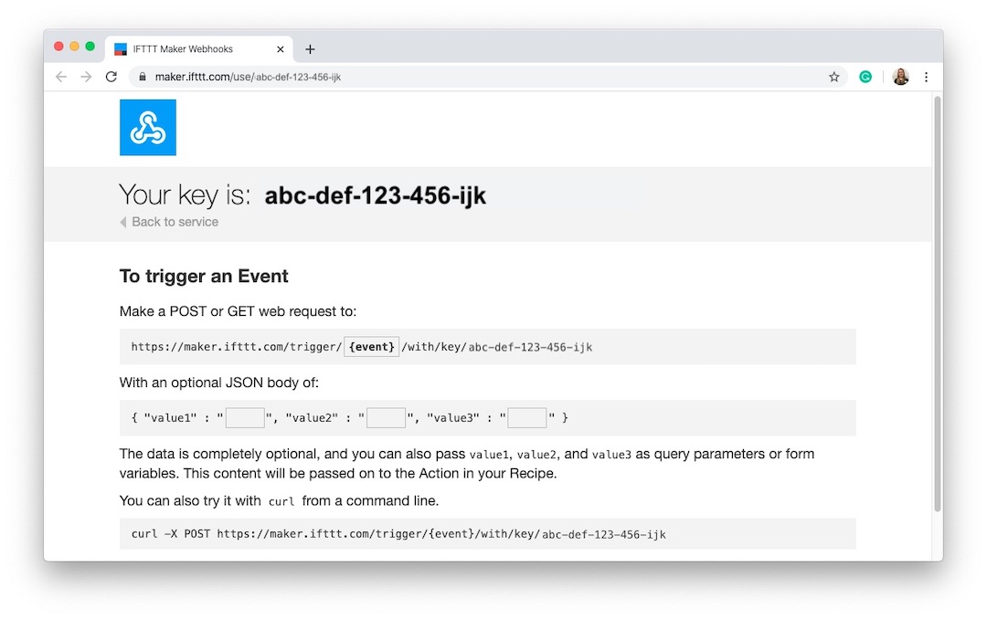 IFTTT Maker Key to connect Webhook to iRobot Roomba for Siri Voice Control