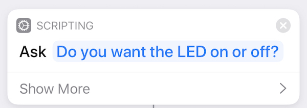 iPhone Shortcut Ask command