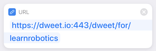 add URL app to iPhone Shortcut using dweet.io