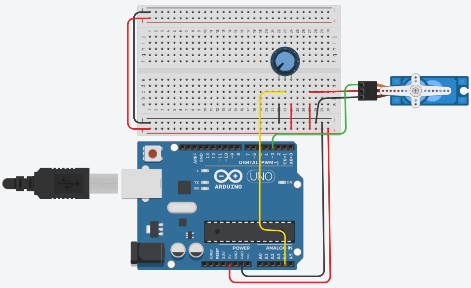 Fritzing Diagram Servo Potentiometer Arduino Breadboard