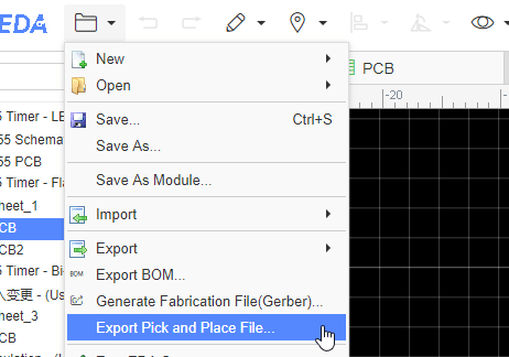 Generate Pick and Place File EasyEDA